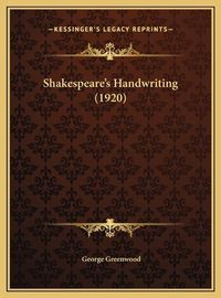 Cover image for Shakespeare's Handwriting (1920)