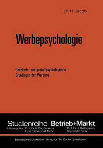 Cover image for Werbepsychologie: Ganzheits- Und Gestaltpsychologische Grundlagen Der Werbung