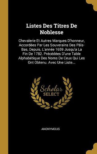 Cover image for Listes Des Titres De Noblesse