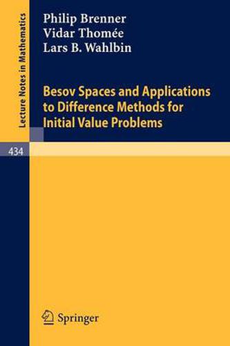 Cover image for Besov Spaces and Applications to Difference Methods for Initial Value Problems