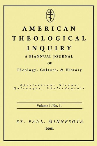 Cover image for American Theological Inquiry, Volume One, Issue One