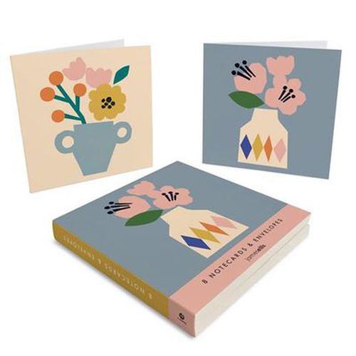 Cover image for Pink Flowers / Blue Vase Notecard Wallet pk8 James Ellis (JEC MW4099)