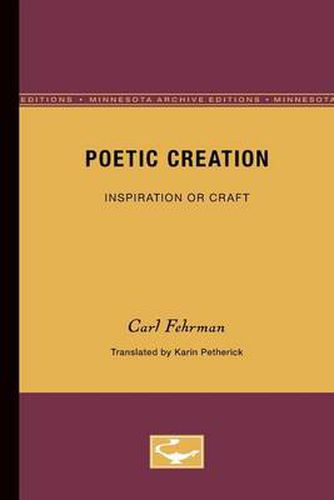 Cover image for Poetic Creation: Inspiration or Craft