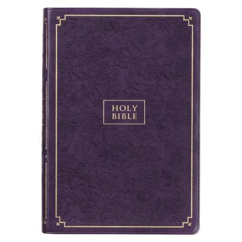 Cover image for KJV Holy Bible, Giant Print Full-Size Faux Leather Red Letter Edition - Thumb Index & Ribbon Marker, King James Version, Purple Floral