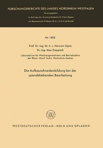 Cover image for Die Aufbauschneidenbildung Bei Der Spanabhebenden Bearbeitung