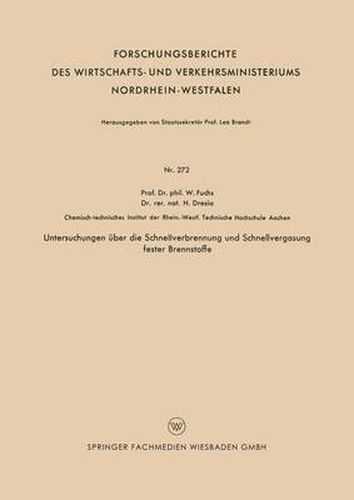 Cover image for Untersuchungen UEber Die Schnellverbrennung Und Schnellvergasung Fester Brennstoffe