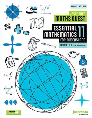 Cover image for Jacaranda Maths Quest 11 Essential Mathematics Units 1&2 for Queensland, 2e learnON & Print