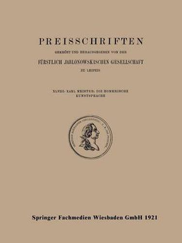 Cover image for Die Homerische Kunstsprache