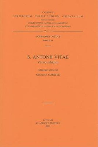 Cover image for S. Antonii Vitae Versio Sahidica: (Copt. IV, 1), V.