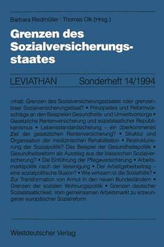 Cover image for Grenzen des Sozialversicherungsstaates