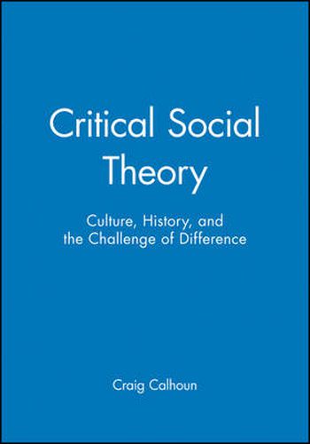 Critical Social Theory: Culture, History and the Challenge of Difference