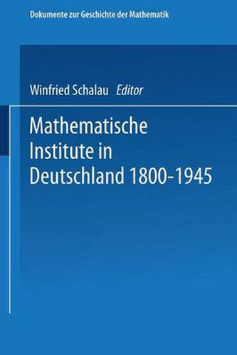 Cover image for Mathematische Institute in Deutschland 1800-1945