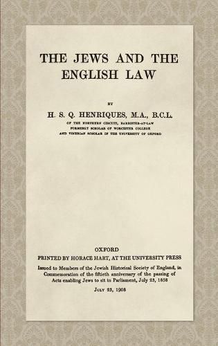 Cover image for The Jews and the English Law (1908)