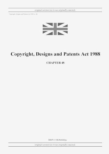 Cover image for Copyright, Designs and Patents Act 1988 (c. 48)