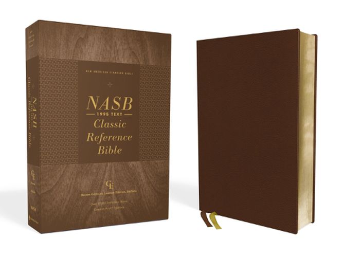 Cover image for NASB, Classic Reference Bible, Genuine Leather, Buffalo, Brown, Red Letter, 1995 Text, Art Gilded Edges, Comfort Print