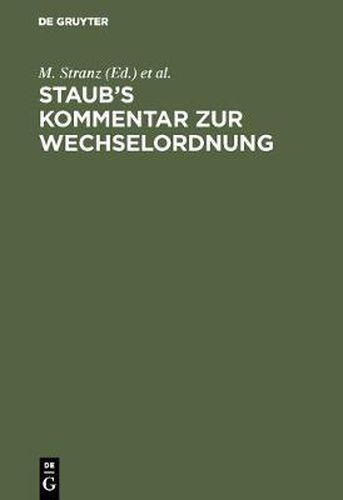 Cover image for Staub's Kommentar Zur Wechselordnung