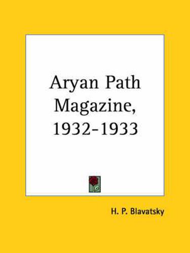 Cover image for Aryan Path Magazine (1932-1933)