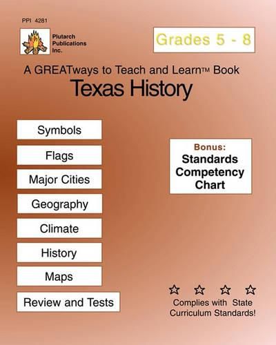 Cover image for Texas History Grades 5-8: Greatways To Teach And Learn