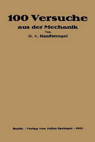 Cover image for Hundert Versuche Aus Der Mechanik