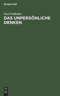 Cover image for Das Unpersoenliche Denken