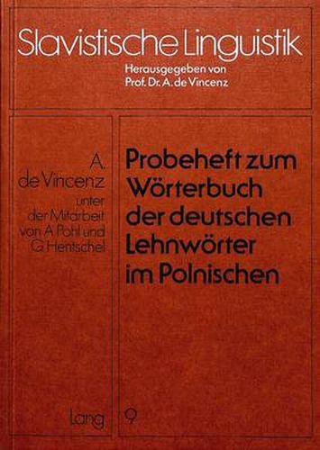 Cover image for Probeheft Zum Woerterbuch Der Deutschen Lehnwoerter Im Polnischen