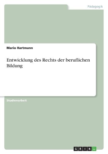 Cover image for Entwicklung des Rechts der beruflichen Bildung