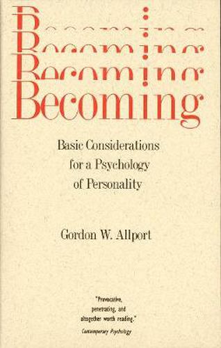 Cover image for Becoming: Basic Considerations for a Psychology of Personality