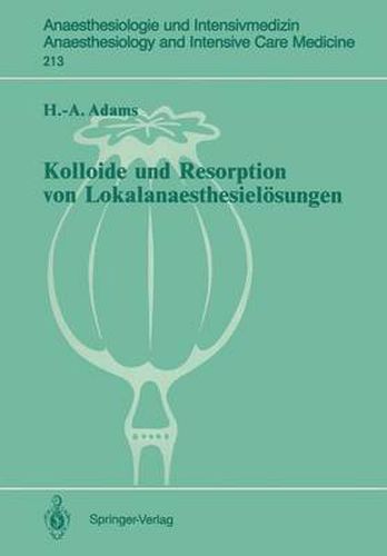 Cover image for Kolloide und Resorption von Lokalanaesthesielosungen