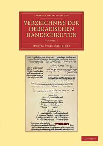 Verzeichniss der Hebraischen Handschriften