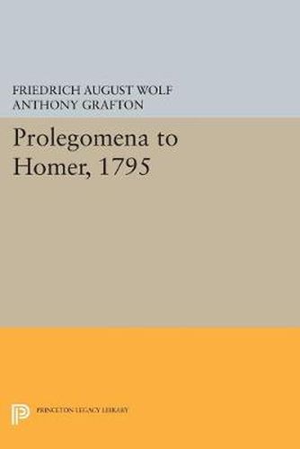 Cover image for Prolegomena to Homer, 1795