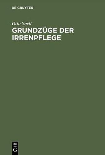 Cover image for Grundzuge der Irrenpflege