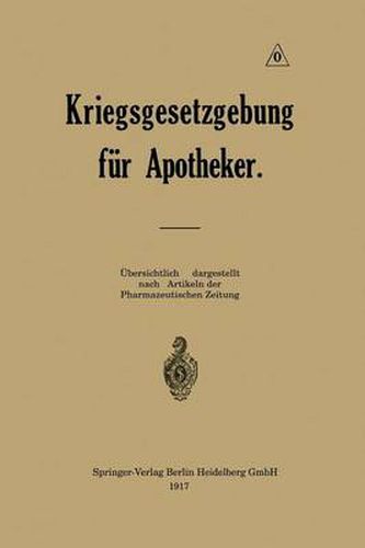 Cover image for Kriegsgesetzgebung Fur Apotheker