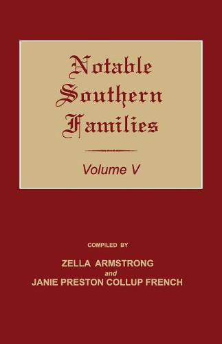Cover image for Notable Southern Families. Volume V