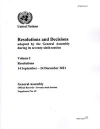 Cover image for Resolutions and decisions adopted by the General Assembly during its seventy-sixth session