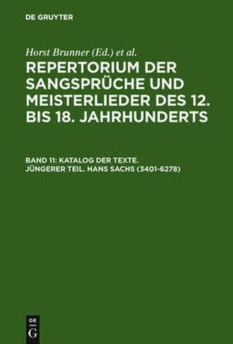 Katalog Der Texte. Jungerer Teil. Hans Sachs (3401-6278)