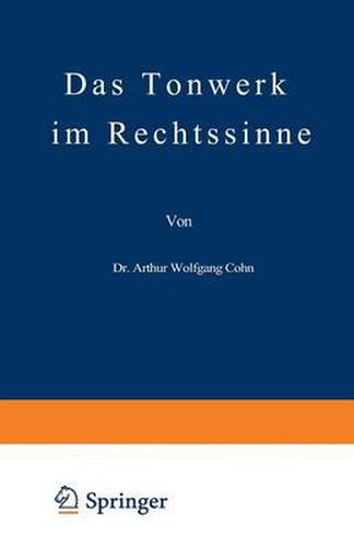 Cover image for Das Tonwerk Im Rechtssinne