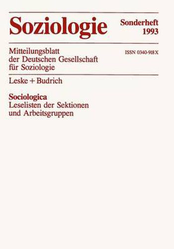 Sociologica: Leseliste Der Sektionen Und Arbeitsgruppen