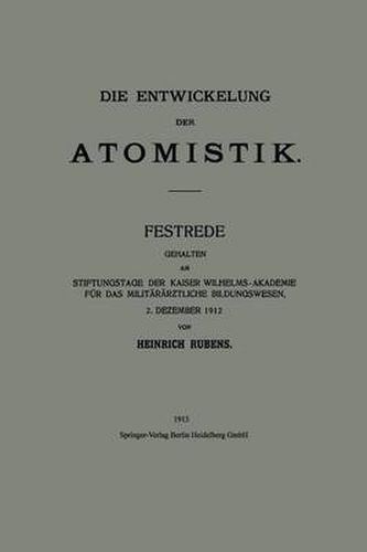 Cover image for Die Entwickelung Der Atomistik