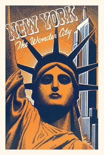 Cover image for Vintage Journal Orange and Blue Graphic of Statue of Liberty Head