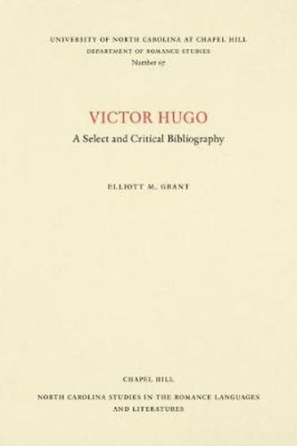 Cover image for Victor Hugo: A Select and Critical Bibliography