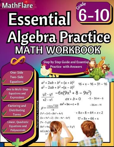 Cover image for Essential Algebra Practice Workbook 7th to 10th Grade