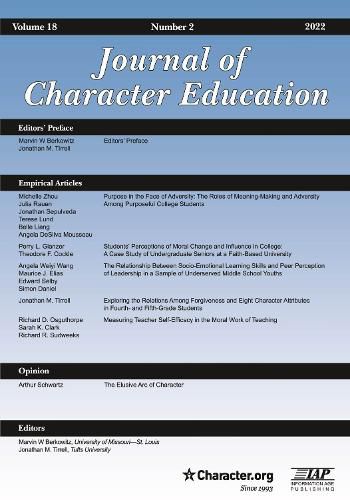 Journal of Character Education Volume 18 Number 2 2022