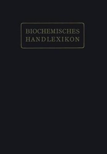 Biochemisches Handlexikon: I. Band, 2. Halfte