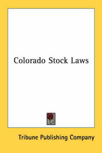 Cover image for Colorado Stock Laws