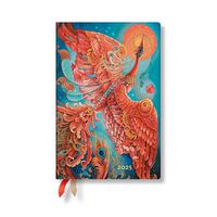 Cover image for Paperblanks 2025 Weekly Planner Firebird Birds of Happiness 12-Month Flexis Mini Horizontal Elastic Band 176 Pg 100 GSM