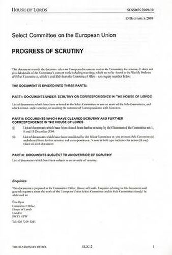 Progress of Scrutiny, 15 December 2009