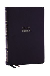 Cover image for NKJV, Compact Center-Column Reference Bible, Black Genuine Leather, Red Letter, Comfort Print