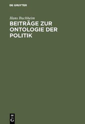 Cover image for Beitrage Zur Ontologie Der Politik