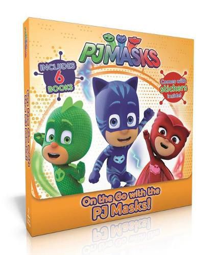 Cover image for On the Go with the Pj Masks!: Into the Night to Save the Day!; Owlette Gets a Pet; Pj Masks Make Friends!; Super Team; Pj Masks and the Dinosaur!; Super Moon Adventure (with More Than 20 Stickers Inside!)