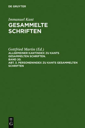 Cover image for Personenindex zu Kants gesammelten Schriften